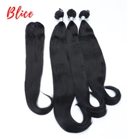 blice synthetic hair extensions tail warping with weft weaving free band natural curly wavy black 3pcslot bundles 182022inch