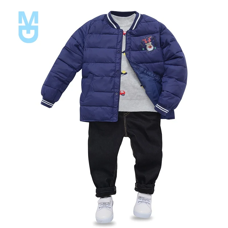 

New children's jacket for boys and girl autumn and winter cartoon elk baby kids cotton jacket solid color warm coats 2-13 years