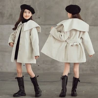 girls woolen coat jacket outwear 2022 solid warm plus thicken spring autumn cotton%c2%a0overcoat teenager tops school childrens clot