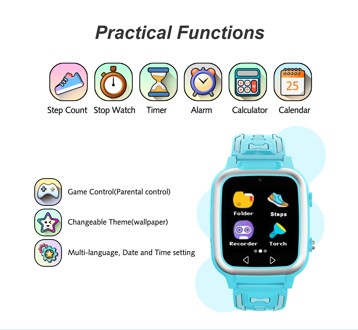 AISHI детские игровые часы 8 пазлов игровая консоль MP3 Музыка Видео запись плеер