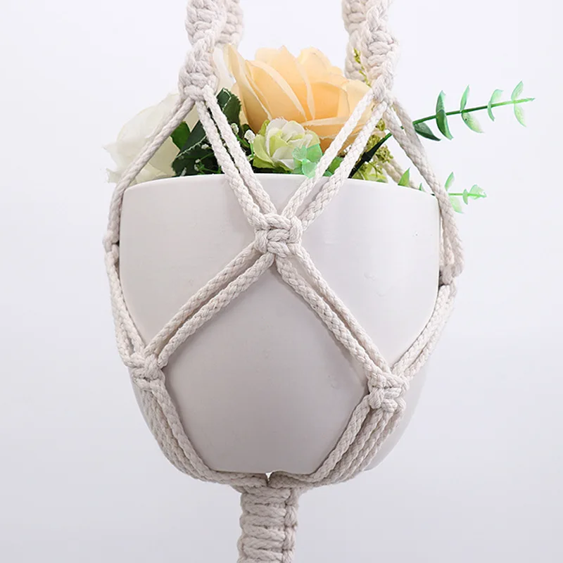Macrame Plant Hanging Basket Handmade Knotted Planter Hanger Flower Pot Holder Garden Lifting Cotton Rope Indoor Boho Home Decor |