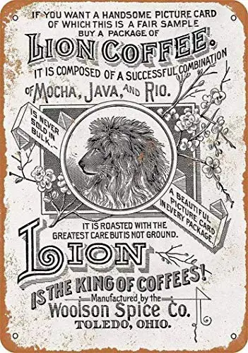 

Lplpol Lion Coffee Vintage Look Reproduction Personalized Sign Metal Tin Sign Bar Pub Coffee House