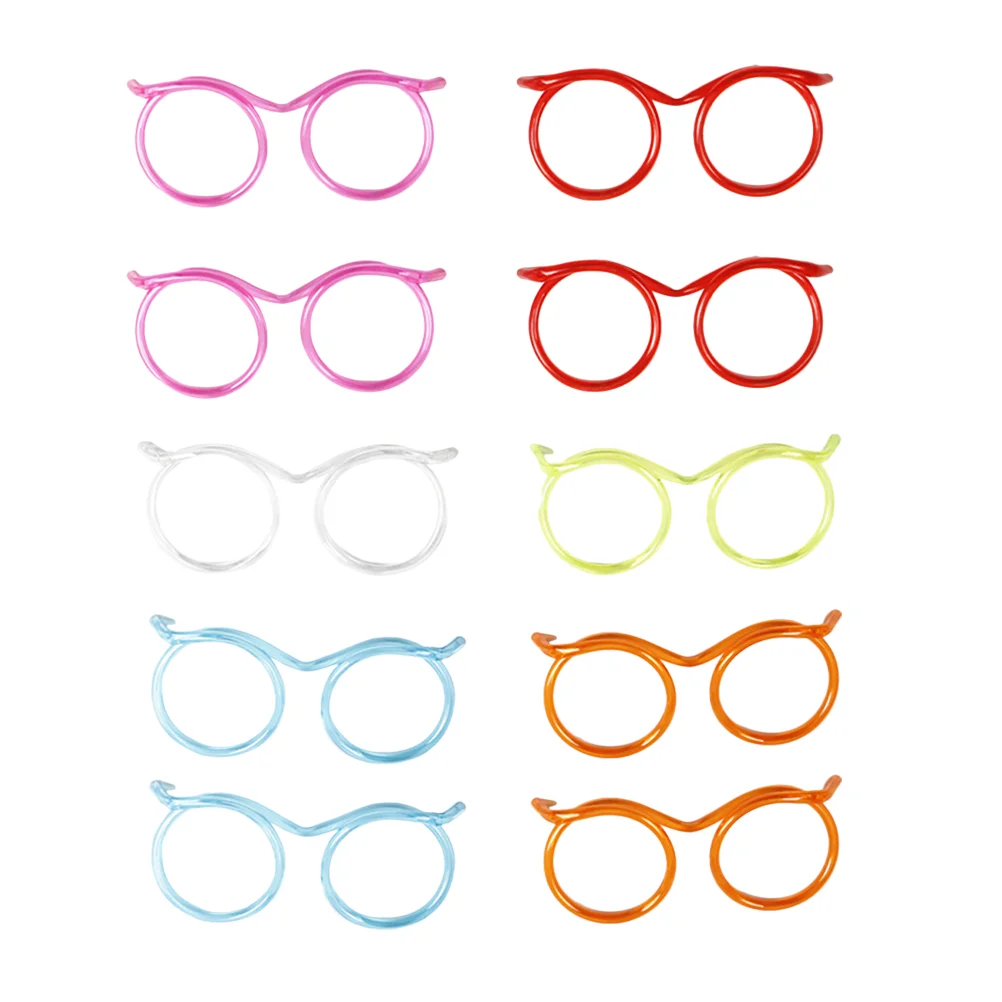 

Straws Straw Glasses Drinking Kids Eyeglasses Party Crazy Flexible Reusable Novelty Eyeglass Frame Silly Funnyfun Plastictube