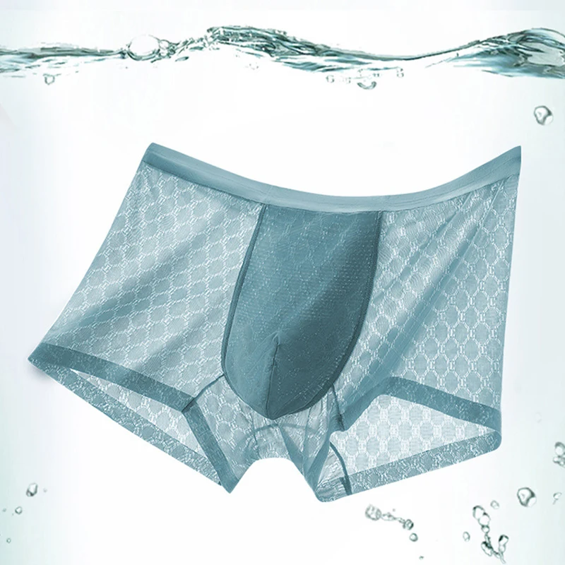 Soft Ice Silk Panties for Men Seamless Sexy Underwear Ultra-thin Breathable Male Underpants Boxershorts Boxer Hombre Men 3PCS