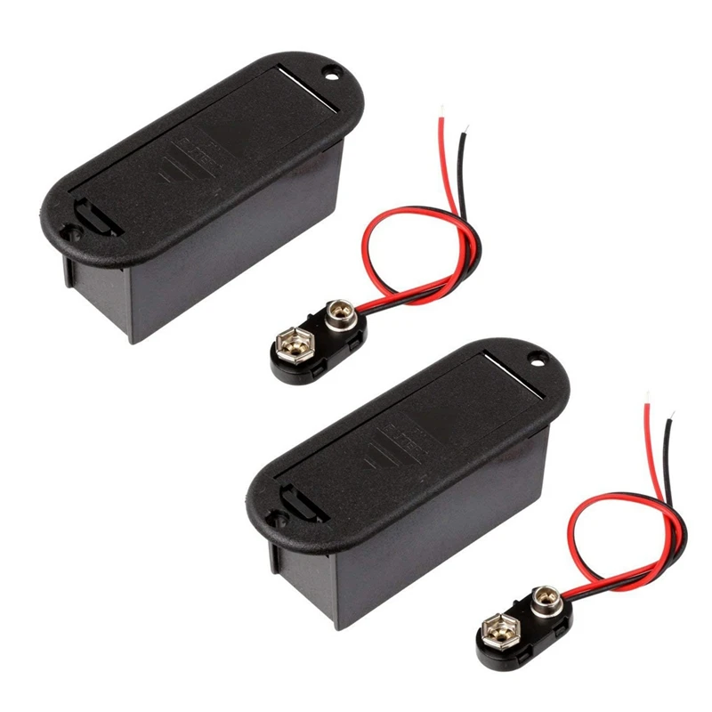 

New 2X 9V Battery Holder Case For Active Guitar Bass Pickup