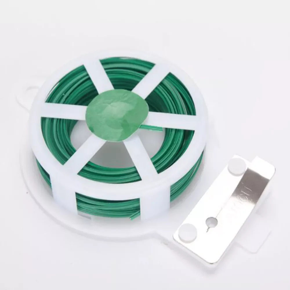 

50M Plant Twist Tie with Cutter Sturdy Green Coated Wire for Gardening Home Office Reusable Wire Cable with Slicer 1.6mm*50M