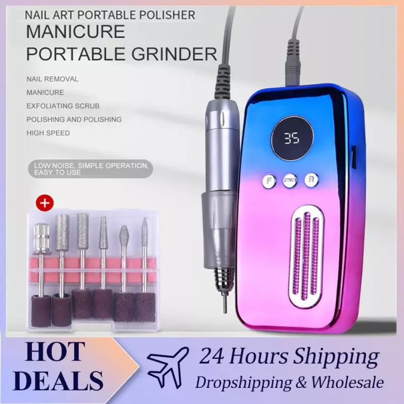 

NEW2023 35000RPM Gradient Color Nail Drill Manicure Machine For Acrylic Gel Polish Nails Sander Rechargeable Nail Art Equipment