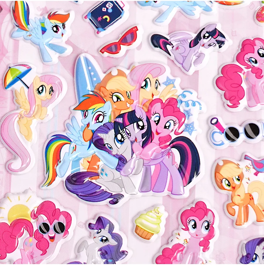 Фото Наклейки My Little Pony Kawaii, 3D-стерео наклейки с пузырьками, милые мультяшные наклейки-поощрения, подарок на день рождения, подарки для подруг, игрушки для девочек №2