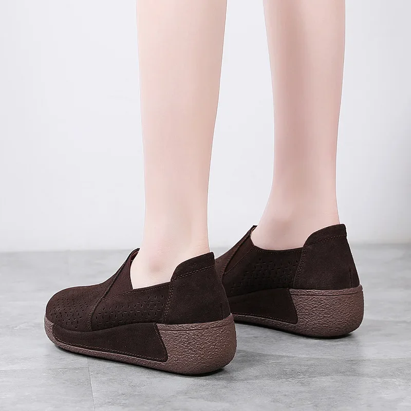 2025 женские лоферы из коровьей замши осенняя женская обувь кроссовки на платформе