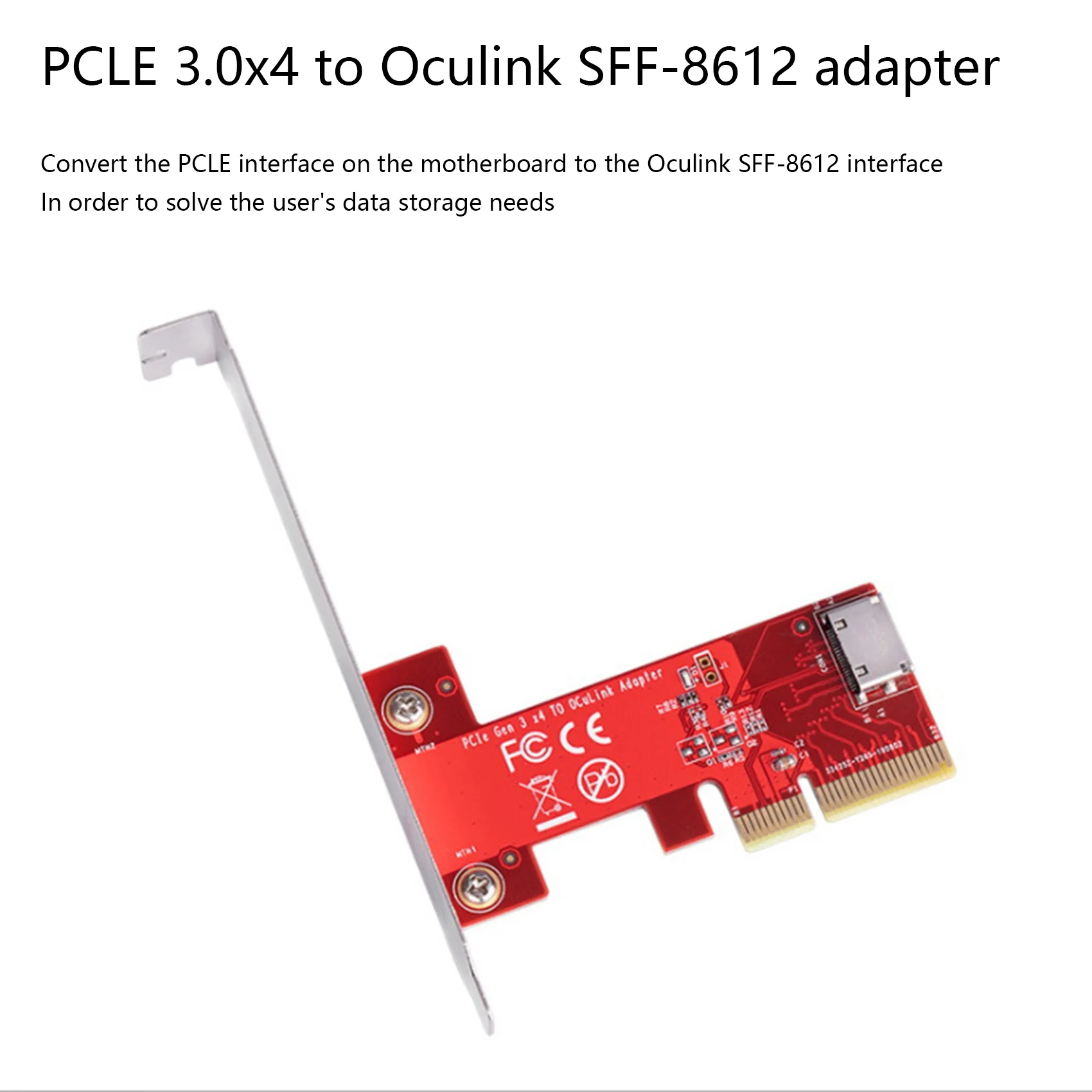 Карта адаптера PCIE3.0 X4 к Oculink SFF-8612 X86120 для твердотельного накопителя NVME U.2 (SF-8639)