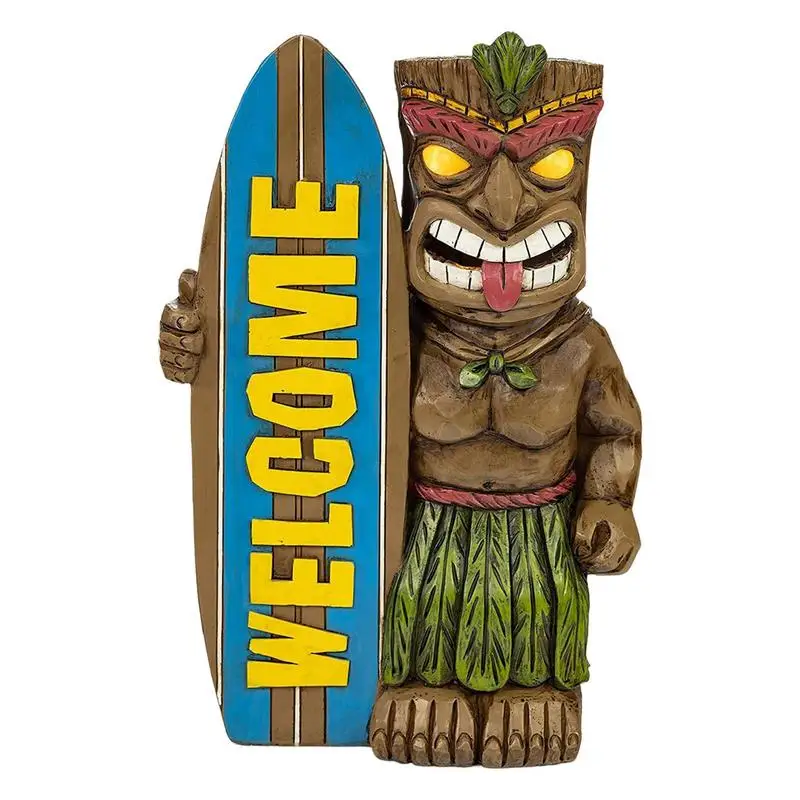 

Statue Garden Decor Hawaiian Totem Figurine Ornaments Resin Material Outdoor Totem Surfboard Decorations For Walkway Patio