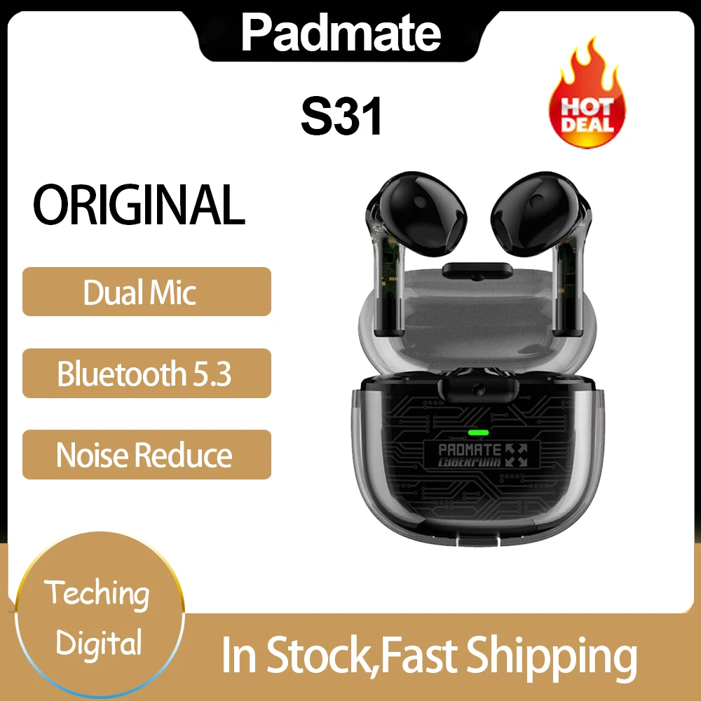 

TWS-наушники Padmate S31 с поддержкой Bluetooth 5,3 и двойным микрофоном