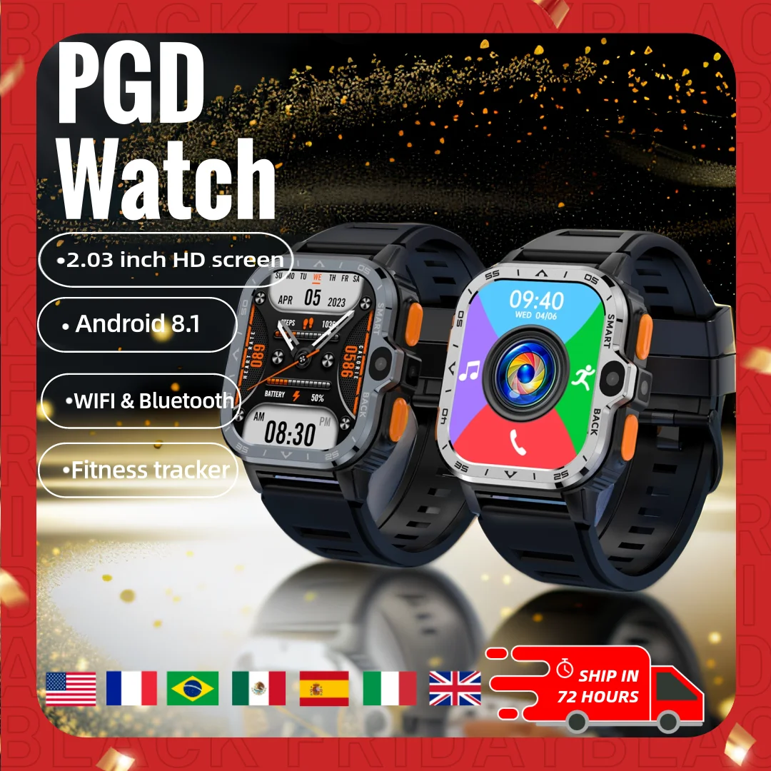 PGD SmartWatch 4G LTE GPS SIM-карта Wi-Fi NFC Двойная камера Прочное хранилище 16/64G ROM Google Play Heart Rate