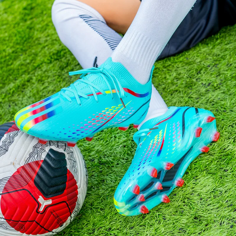 Brand Men Soccer Shoes  Grass Sneakers Male Long Spiked Football Shoes Cleats Damping Training Futsal Shoe Boots Man Foot Ball