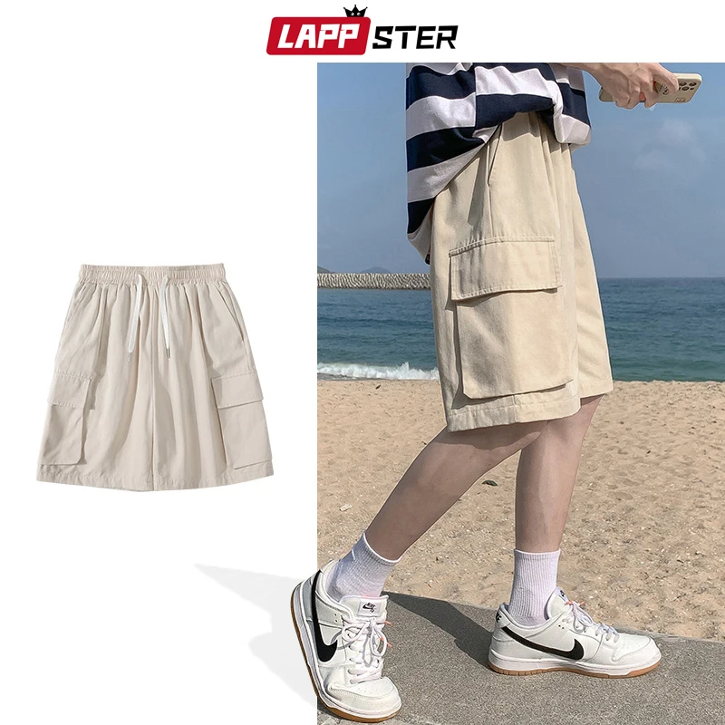 

LAPPSTER Casual Pockets Black Cargo Shorts Summer 2022 Overalls Half Japanese Streetwear Workout Shorts Baggy Y2k Sweatpants
