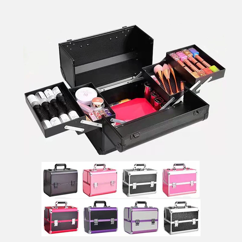 Large Women's Makeup Bag Cosmetics Case Ladies Organizer Manicure Hairdressing Travel Storage Suitcase With Partitions