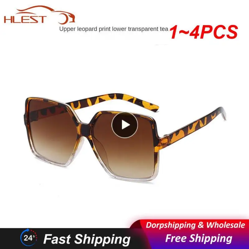 

Очки солнцезащитные женские оверсайз 1-4 шт., роскошные дизайнерские винтажные Квадратные Классические солнечные очки для вождения, UV400 в большой оправе