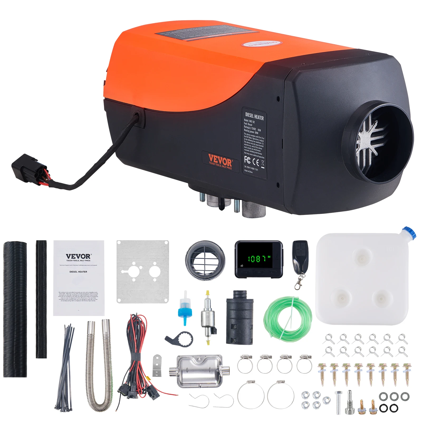 VEVOR 2/5/8KW Car Heater Diesel Air Heater 12V With Silencer
