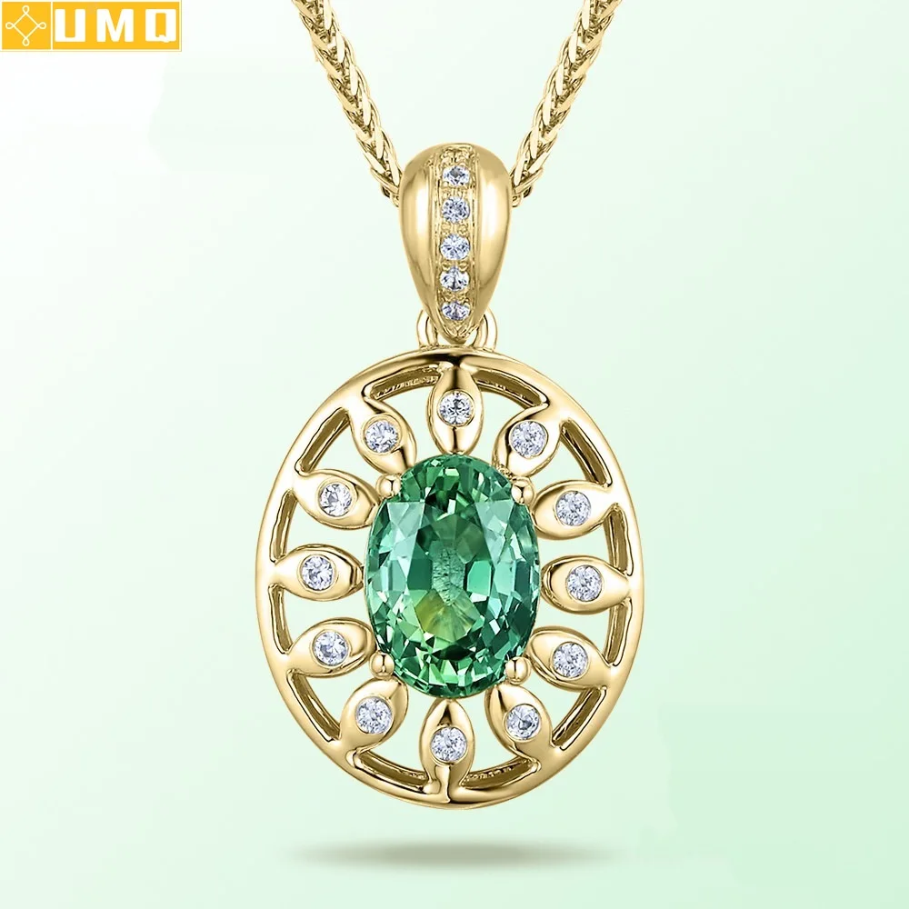 

14k Yellow Gold Pendants Necklaces for Women Link Chain Vintage Emerald Pendant Fine Jewelry Engagement Wedding Party Gifts