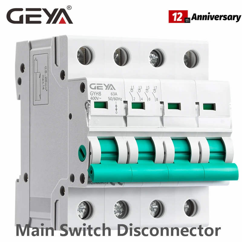 Geya-interruptor Principal de Isolamento Gyh8 Trilho Din Polos 400v Interruptor de Isolamento 63a 100a 125a Disjuntor de Isolamento Disjuntores