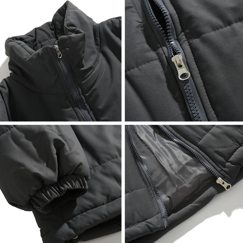 Winter Jacket Men Parkas Thicken Warm Coat Mens Stand Collar Jackets Solid Color Parka Coat Women Fashion New Streetwear