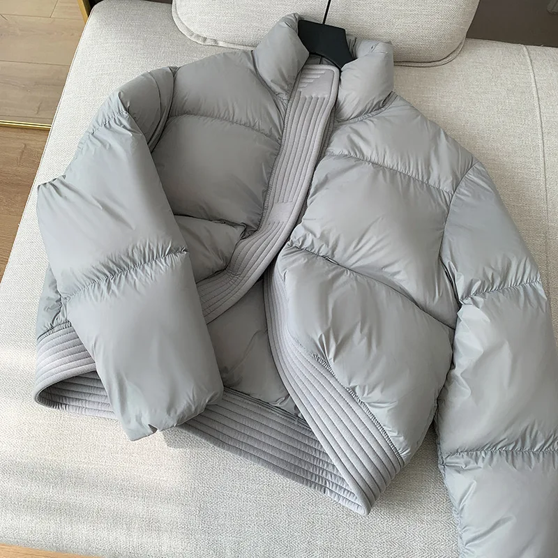 QAZIQILAND Женская куртка 90% из белого гусиного пуха с воротником-стойкой