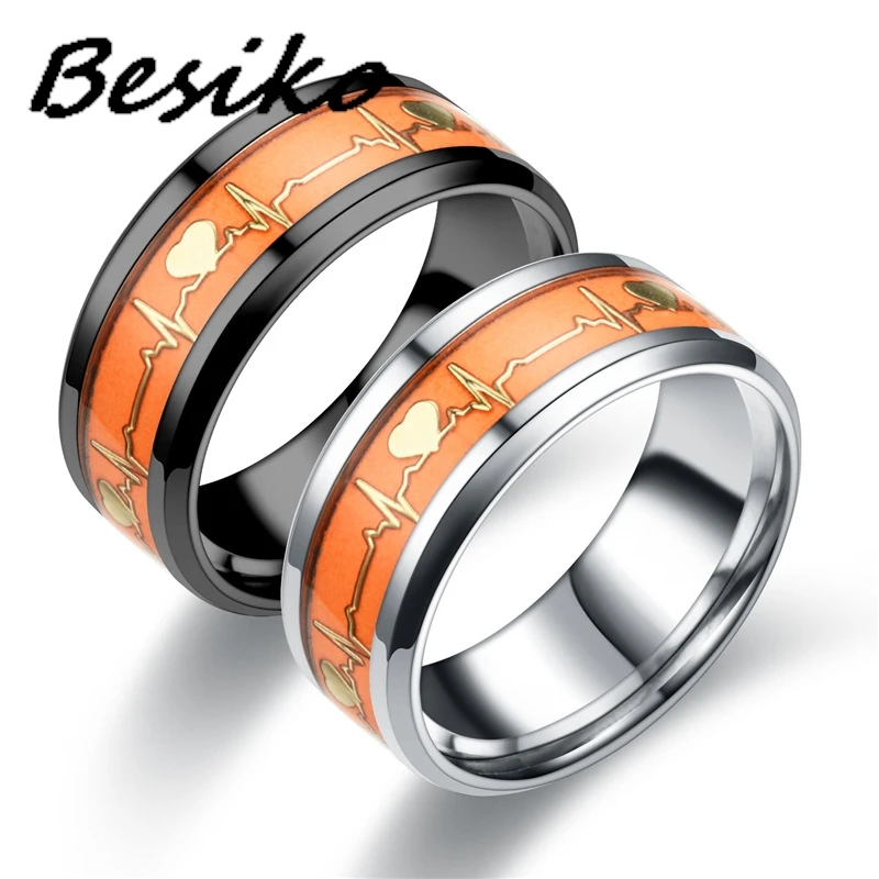Кольца Besiko из нержавеющей стали 316L флуоресцентные светящиеся кольца оранжевого