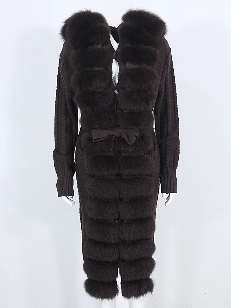 

Женское кашемировое пальто с поясом OFTBUY, длинная кашемировая куртка с воротником из лисьего меха, новинка зимнего сезона 2023