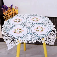 european retro handmade crochet stitching square 60cm tablecloth bedroom balcony living room study dust proof small cover tapete
