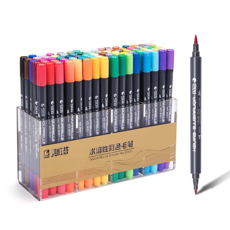 

Double-headed Water-based Marker Pen 12/24/36/48 Color Set Soft Head Watercolor Paint Pen Ink Color Pen Hand-painted Brush