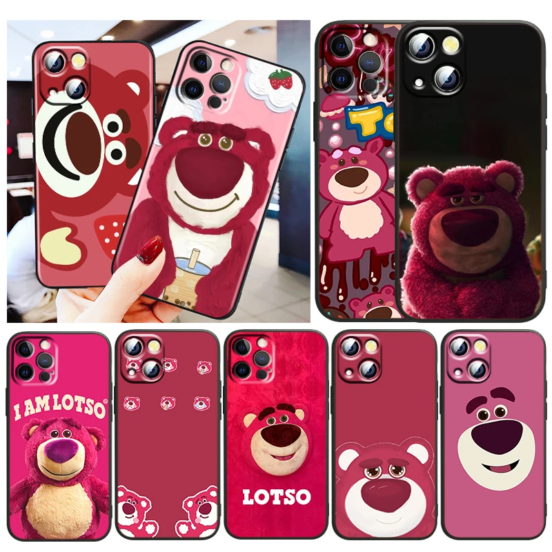 

Toy Story Strawberry Bear For Apple iPhone 13 12 Pro Max Mini 11 Pro XS Max X XR 6S 6 7 8 Plus 5 SE2020 Black TPU Phone Case