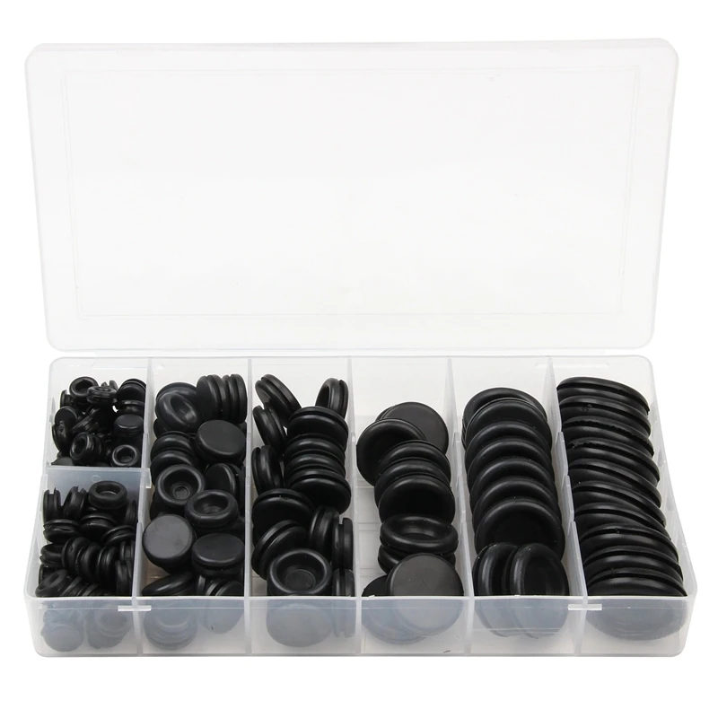 

200Pcs Rubber Wire Guard Ring Boxed Single Side Guard Coil Combination Suitable For Wire, Plug, Car, Pipe Repair