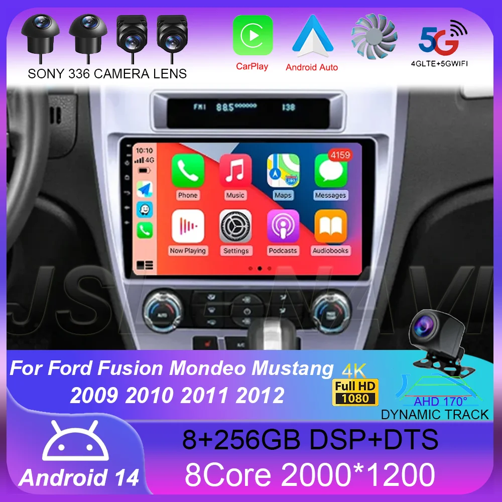 Android 14 для Ford Fusion Mondeo Mustang 2009 2010 2011 2012 Автомобильные радиоприемники Аудио GPS Стерео