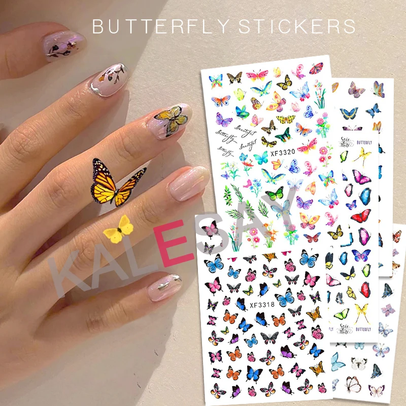 

Nail Art Sticker Series Butterfly Nail Decals Manicure Design Flower Sticker on Nails Decoration Self Adhesive Top Quality Foil
