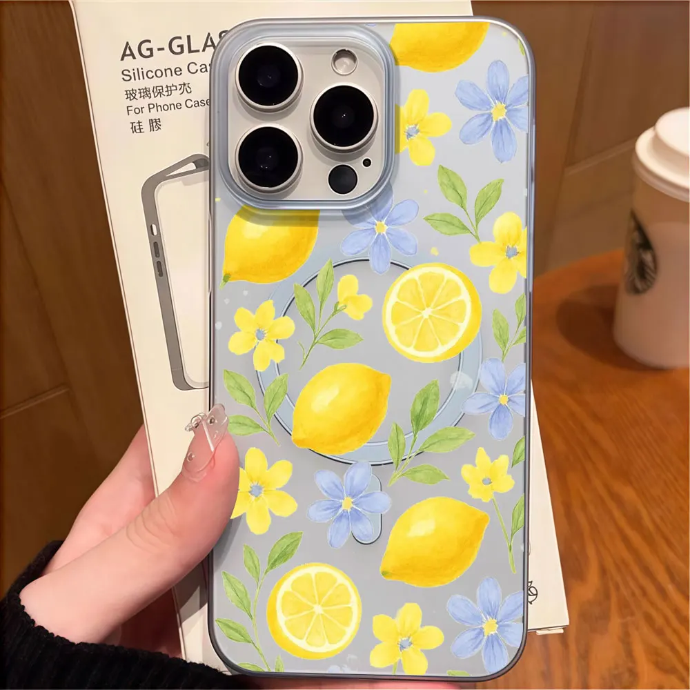 Фото Матовый чехол INS Leaf Lemon для Samsung Galaxy S26 S24 S25 FE Ultra Plus A57 A37 A36 A35 A56 A55 A07 с магнитом №1