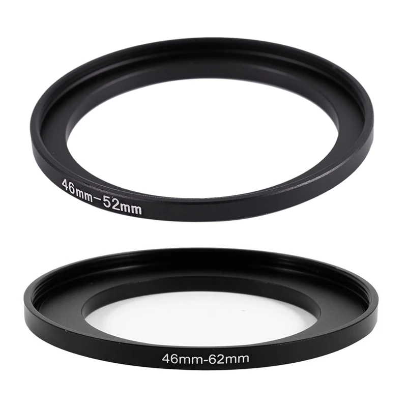 

2Pcs Camera Parts Lens Filter Step Up Ring Adapter Black - 46Mm-62Mm & 46Mm-52Mm