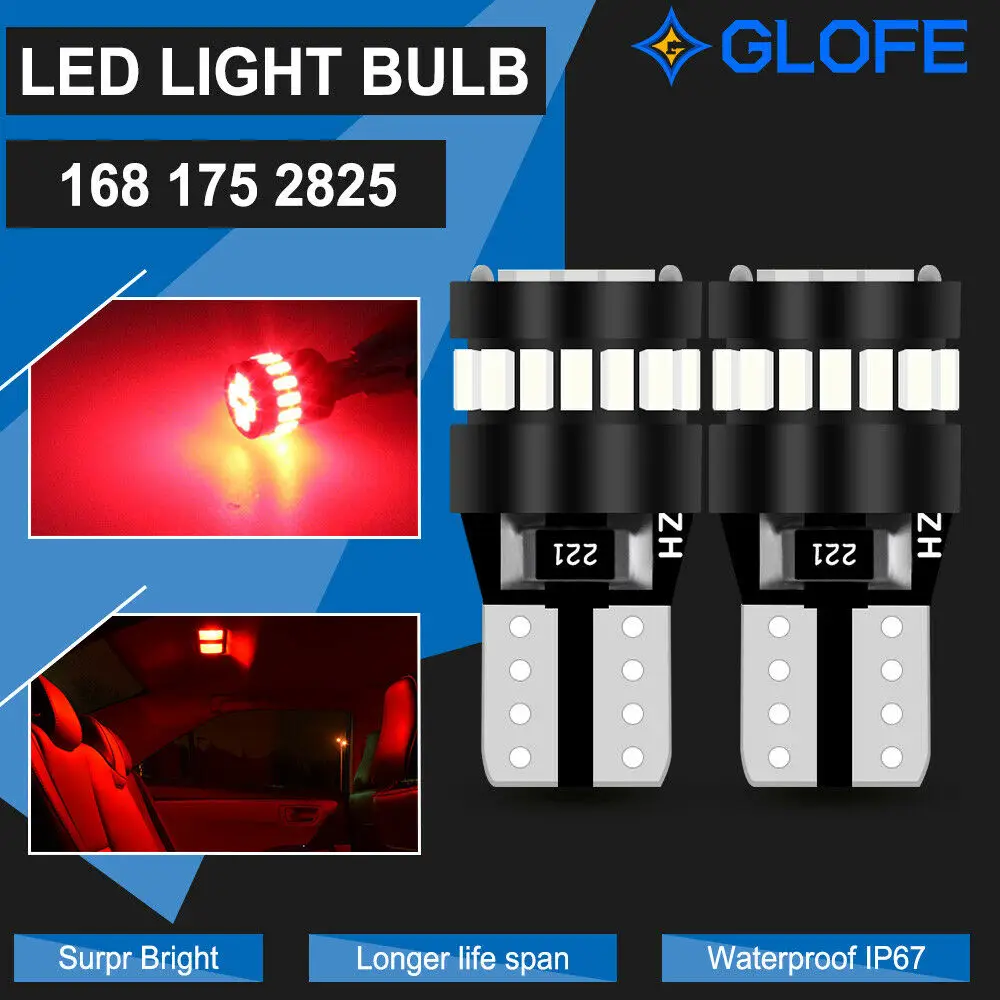 

Winetis 2Pcs 21Smd-4014 T10 168 194 Led Inner Tail Light Bulbs Red Error Free