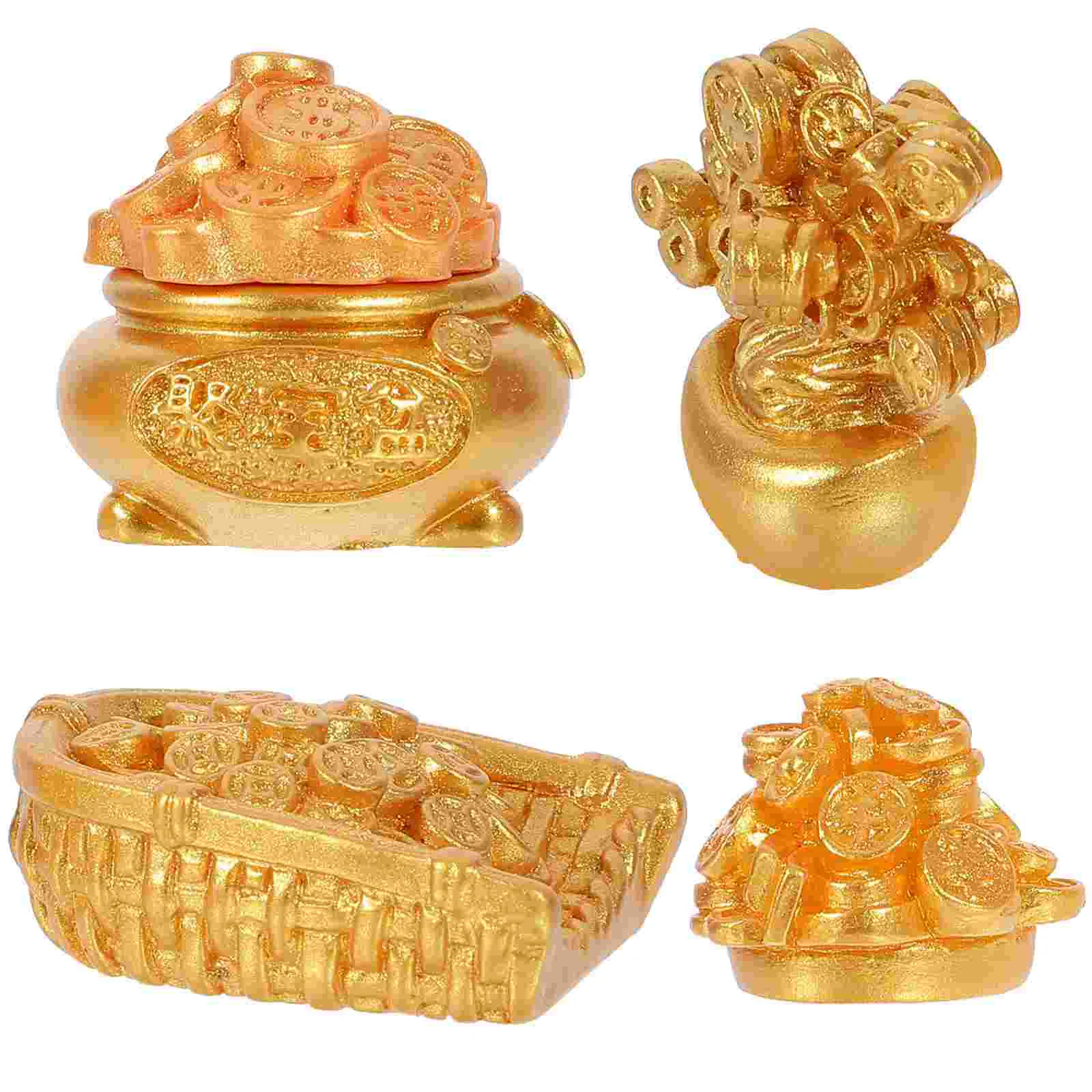 

5pcs Miniature Wealth Adornments Chinese New Year Style Ancient Treasure Statue