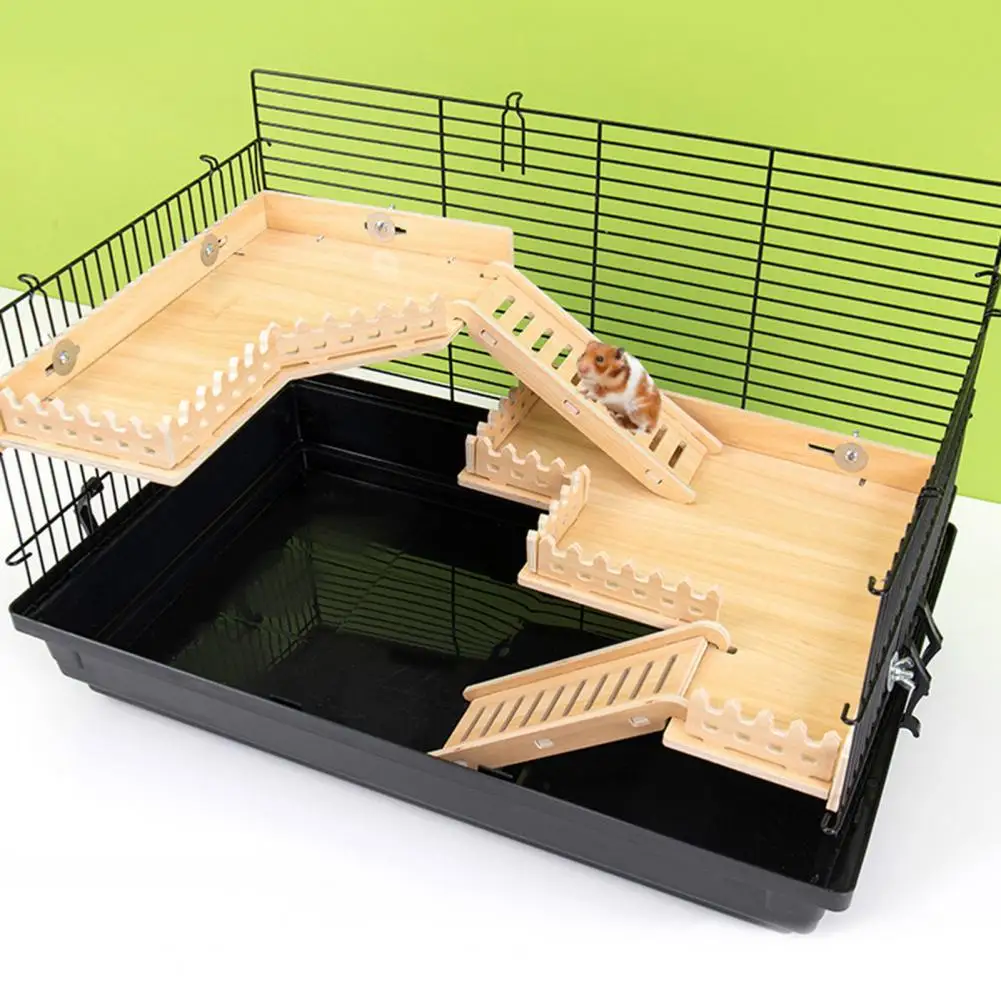 

Cage Anti-bite Toy Wooden Guinea For Ladder Platform Pig Accessorie Hamster Dwarf Double With Climbing Chinchilla Layer Cage Rat