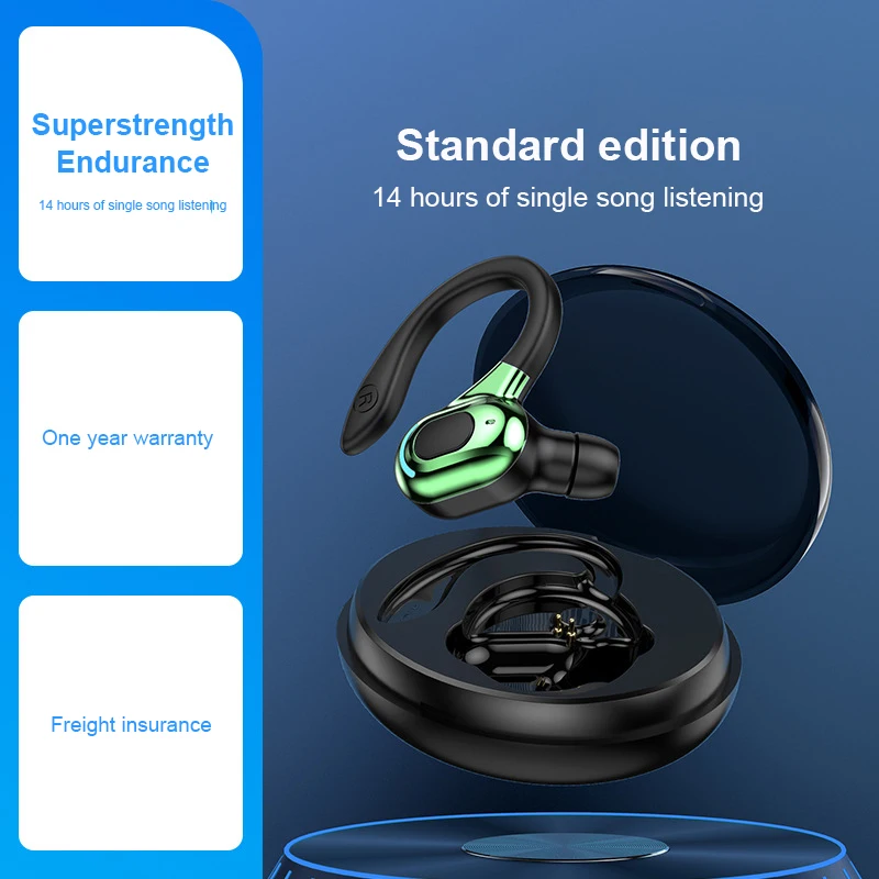 

Sweatproof Tws Earphones Stereo Hanging Ear Headphones Waterproof Bluetooth Headset With Charging Compartment Sport Earbuds Mini