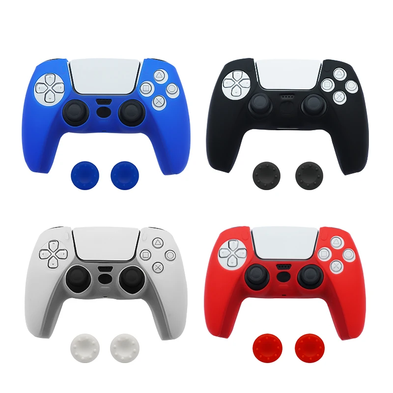 

Rubber Silicone Cover Skin for Sony Dualshock 5 PS5 Gamepad Rubber Lightweight Shell Skin For PS5 Controller +2*Thumb Grips Caps