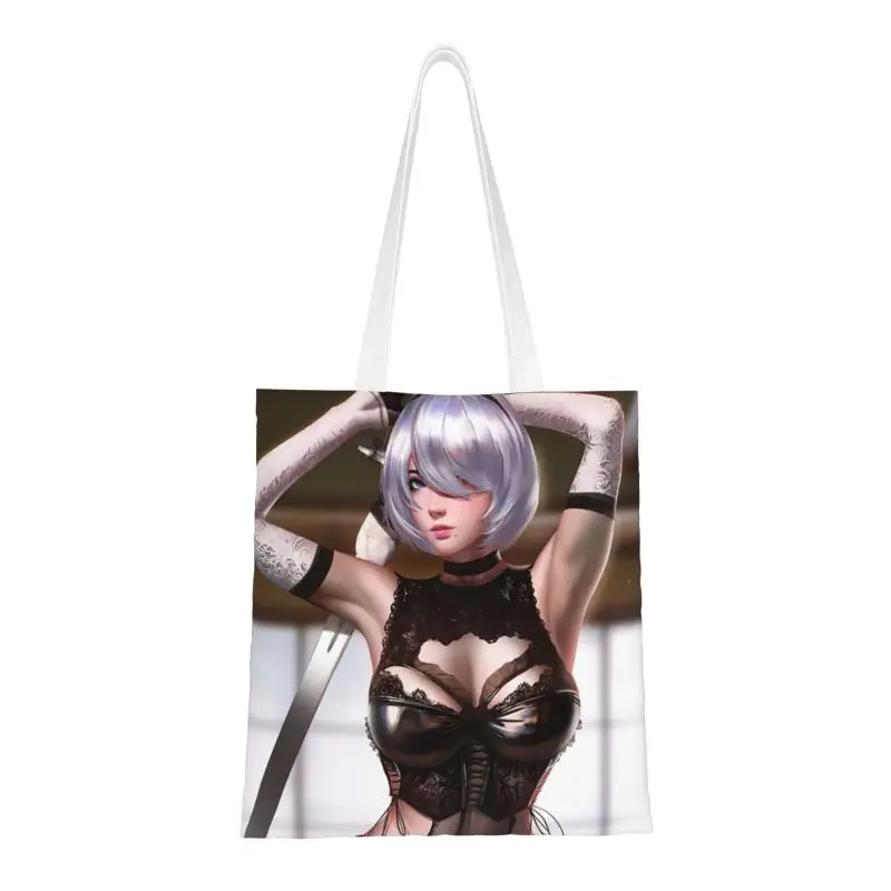 

Nier Automata Anime Hentai Girl Shopping Bag Canvas Shoulder Tote Bag Sexy YoRHa 2B Thighs Thicc Ass Butt Grocery Shopper Bags