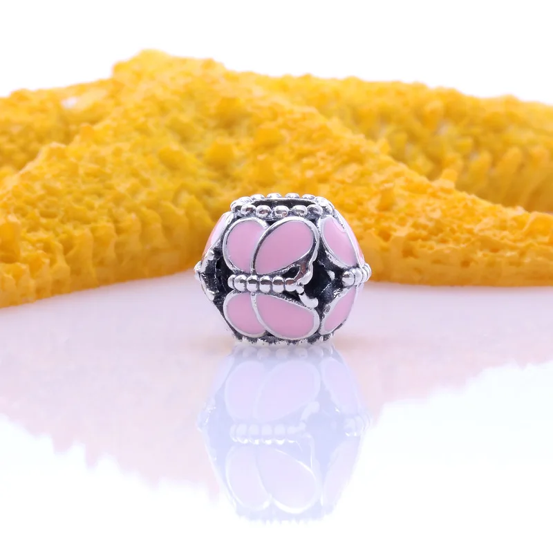 

Authentic S925 sterling silver pink butterfly group Beads Fit Original Charms Bracelet Necklace DIY Jewelry Making