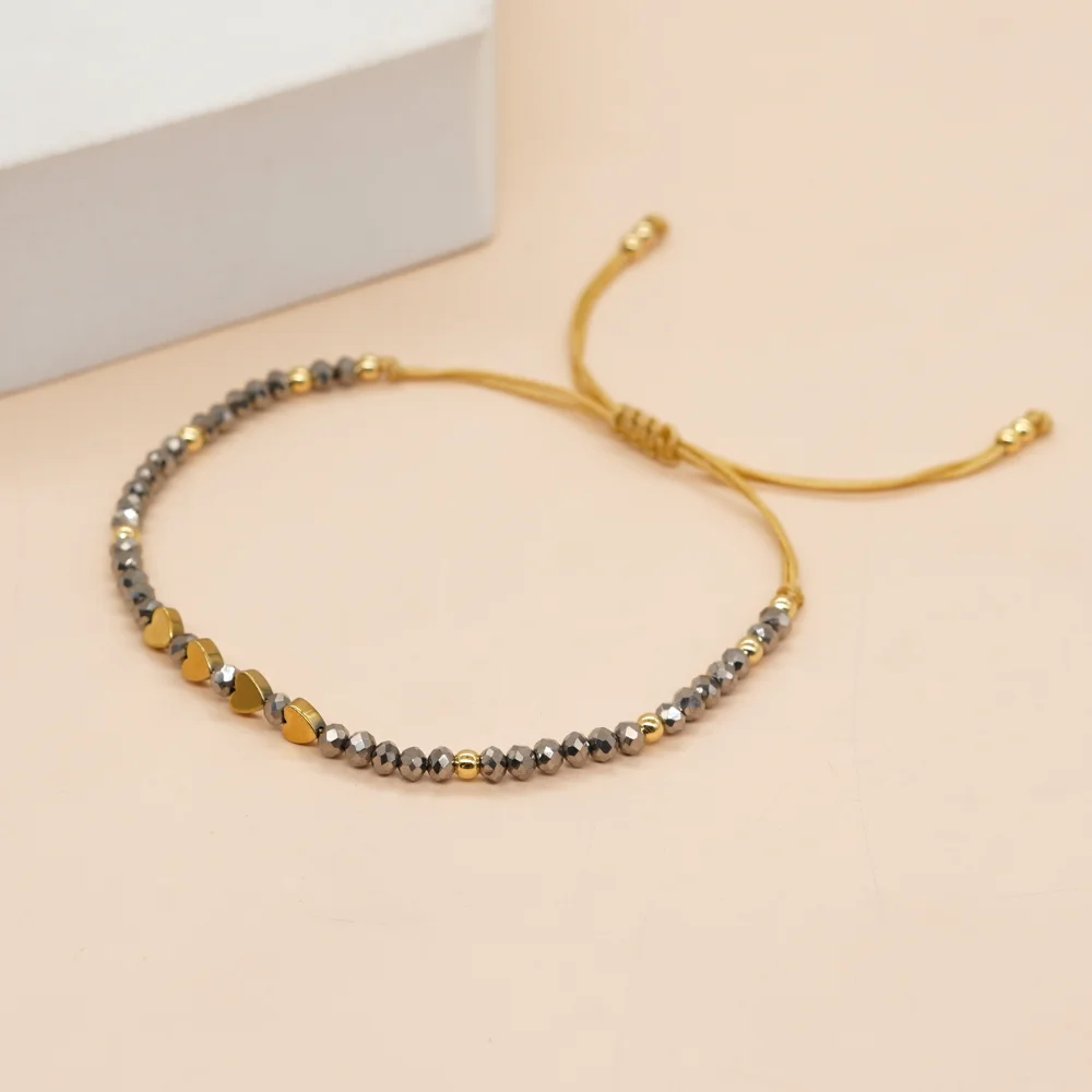 

Handmade Rope Chain Bangle Bracelets Waterproof Summer Beach Jewelry Gift for Teen Girl Miyuki Crystal Heart Couple Bracelet