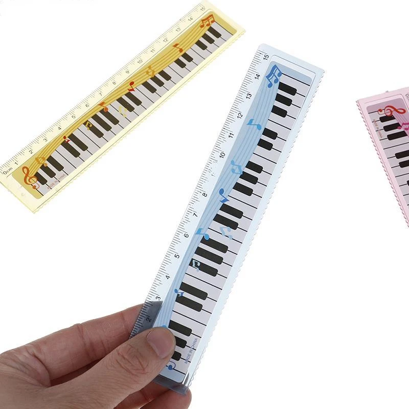 

2pcs Ruler Creative 15cm Cute Cartoon Piano Musical Note Ruler bookmarks School Student Ruler gift ruler color random