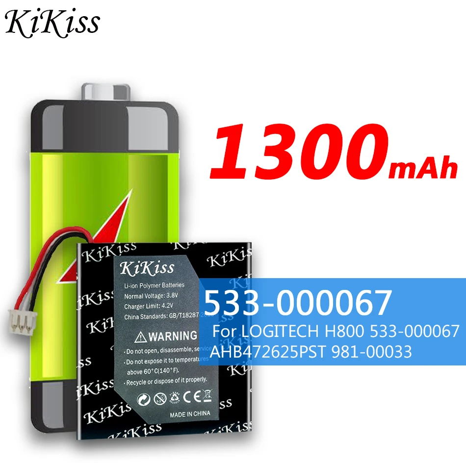 

Аккумулятор KiKiss высокой емкости на 1300 мА · ч для наушников LOGITECH H800 533-000067 AHB472625PST 981-000337