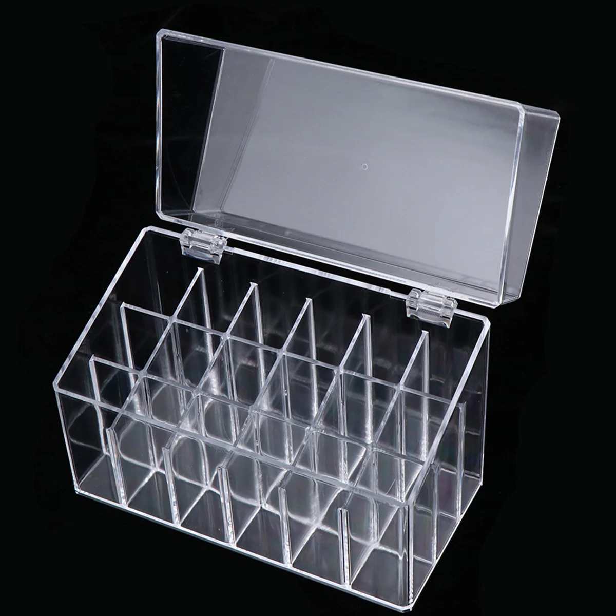 

1pc Transparent Acrylic Storage Box Box Dustproof Makeup Holder 18 Slots Display Case with a for Women