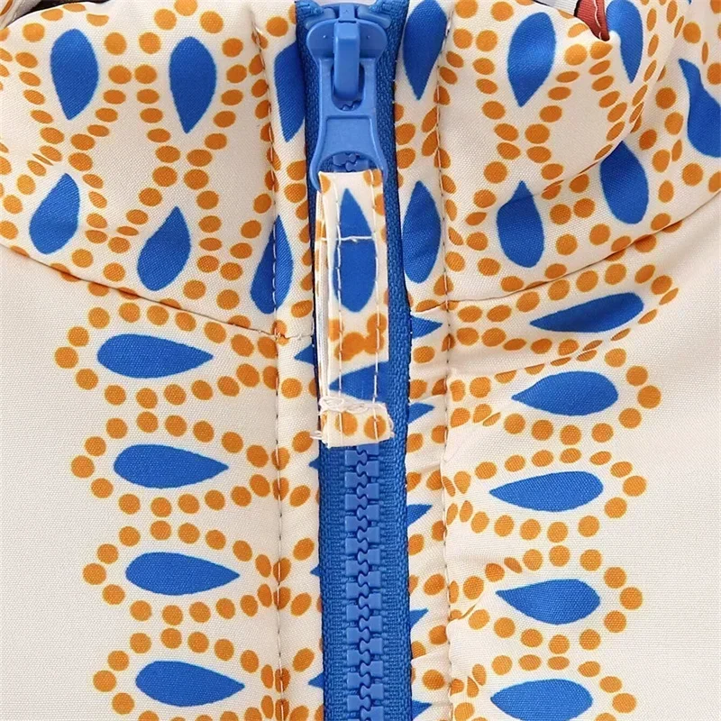 Женское Стеганое пальто на молнии свободное короткое хлопковое с этническим