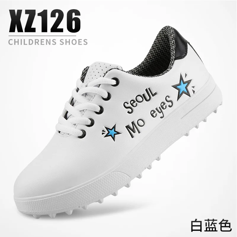 

PGM Boys Girls Golf Shoes Waterproof Light Weight Soft and Breathable Universal Outdoor Sports Shoes All-match White Shoes XZ126