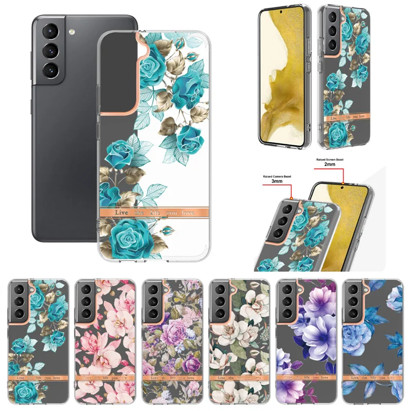 Plating Flower Silicone Phone Cases For Samsung Galaxy S22 Plus S21 S20 A52 Case Cover Soft TPU Back